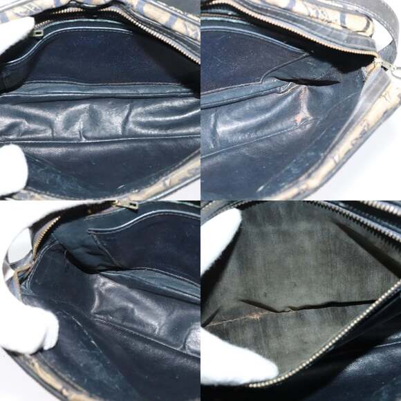 CELINE C Sulky Shoulder Bag Canvas Navy Gold - Picture 11 of 12